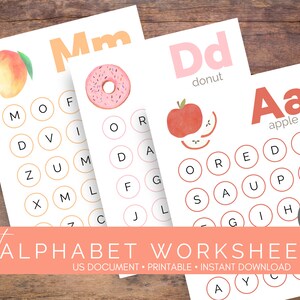 Hojas de trabajo ABC Dot / Encuentra la letra / Montessori / Educación en el hogar / Preescolar / Aprendizaje del alfabeto / Reconocimiento de letras / Hoja de trabajo de la A a la Z