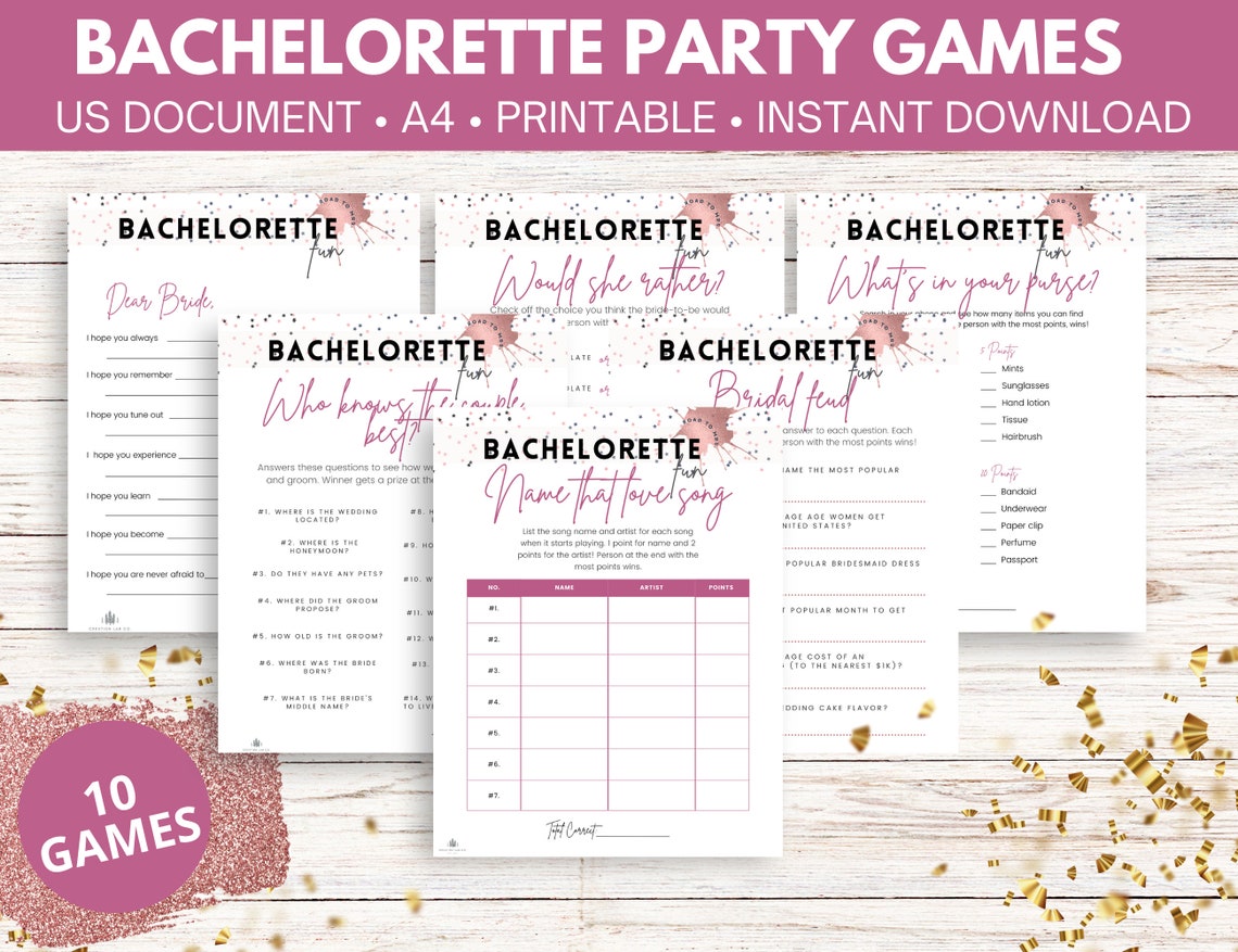 10 Bachelorette Party Games Clean Party Games Printable Bachelorette