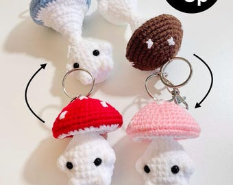 Crochet Mushroom Keychain, Pop Up Charm, Handmade Kawaii Bag Accessory, Forestcore Backpack, Keyring Gift