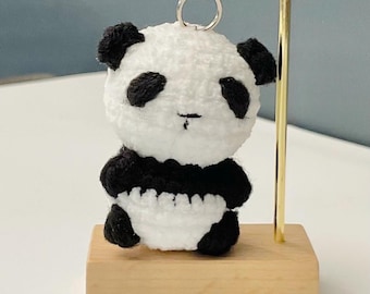 Crochet Panda Keychain - Amigurumi Panda Charm, Mini Animal Keyring