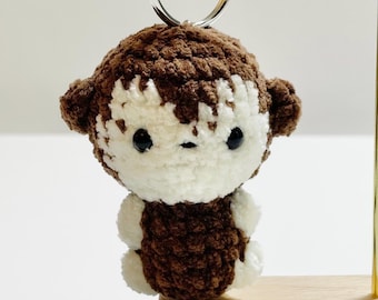 Handmade Crochet Monkey Keychain, Amigurumi Plush Bag Charm, Mini Animal Accessory