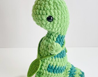 Crochet Snuggly Dinosaur Plush – Handmade Dino Stuffed Animal, Cuddly Nursery Decor, Kawaii Dinosaur Toy