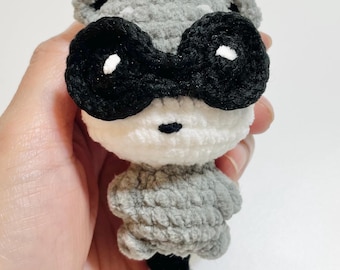 Crochet Raccoon Keychain, Amigurumi Animal Charm, Kawaii Bag Charm