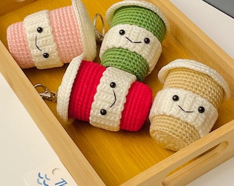 Coffee Cup Keychain – Handmade Crochet Drink Charm