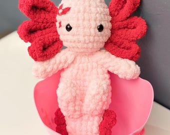 Pink Axolotl Plushie Crochet – Handmade Kawaii Axolotl, Amigurumi Plush Toy, Soft Snuggly Gift