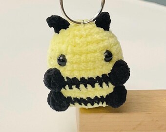 Crochet Bee Plushie Keychain, Mini Handmade Bee Amigurumi, Bag Charm, Keyring Gift