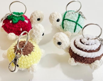Handmade Crochet Turtle Keychain, Sea Turtle Bag Charm, Ocean Lover Gift