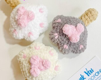 Crochet Worry Paw Plush,  Handmade Pocket Stress Relief Toy, Emotional Support Gift