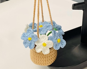 Crochet Flower Car Hanging – Handmade Rearview Mirror Decor