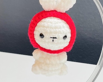 Crochet Strawberry Bunny Keychain – Amigurumi Bag Charm, Easter Spring Kawaii Rabbit