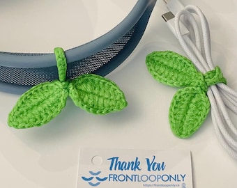 Crochet Leaf Sprout - Headphone Sprout for AirPods Max, Bookmark & Wire Wrap