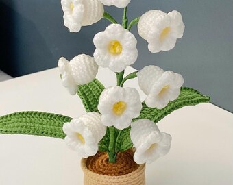Crochet Lily of the Valley Flower Pot - Handmade Floral Decor