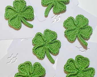 Crochet Four Leaf Clover Pin – Handmade St. Patrick’s Day Shamrock Brooch