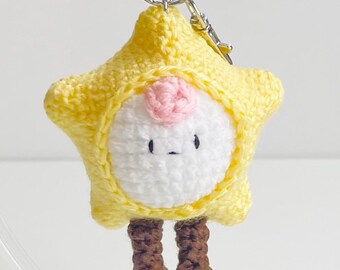 Crochet Baby Star Keychain – Handmade Kawaii Star Bag Charm, Amigurumi Keyring
