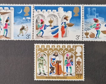 Great Britain 1973 Christmas Set of 6 Mint Stamps - collecting, crafting, collage, decoupage, scrapbooking