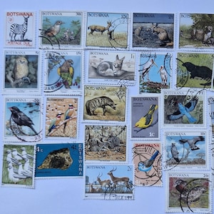 Sellos postales de Botsuana - USADOS y sin papel - Entre 25 y 750 ejemplares diferentes - coleccionismo, manualidades, collage, decoupage, scrapbooking