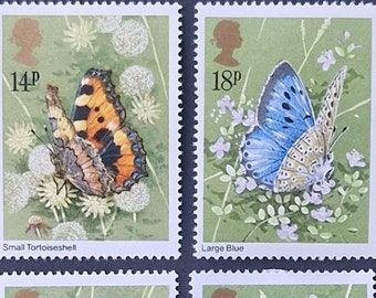 Papillons Grande-Bretagne 1981 - Lot de 4 timbres neufs - collection, création manuelle, collage, découpage, scrapbooking