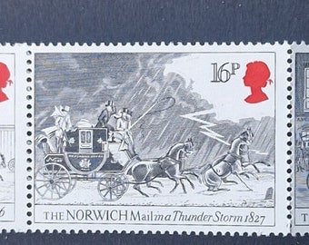 Great Britain 1984 Bicentenary of First Mail Coach Run - Set of 5 Mint Stamps - collecting, crafting, collage, decoupage, scrapbooking