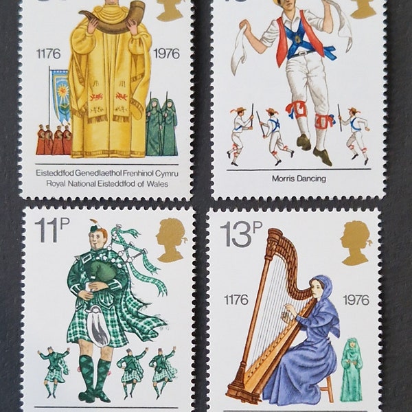 Great Britain 1976 British Cultural Traditions - Set of 4 Mint Stamps - collecting, crafting, collage, decoupage, scrapbooking