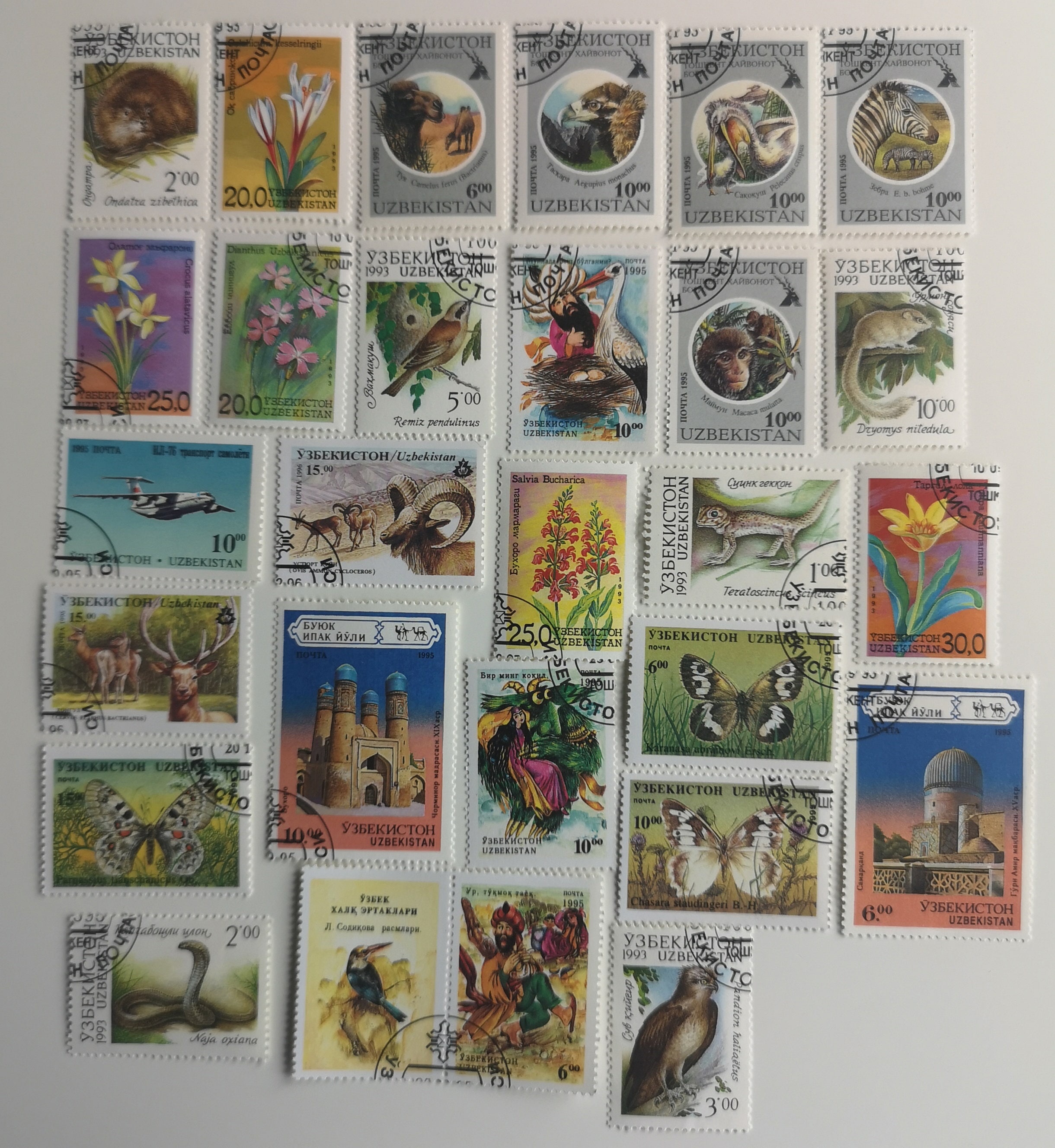 Uzbekistan Postage Stamps - USED & off Paper - 25 and 50 Different ...