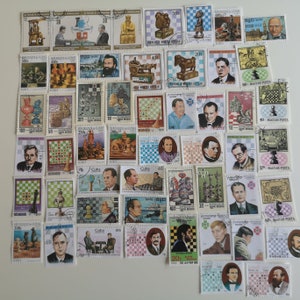 Schach & Schachspieler auf Briefmarken - GEBRAUCHTes Papier - 50 und 100 verschiedene - Sammeln, Basteln, Collage, Decoupage, Scrapbooking