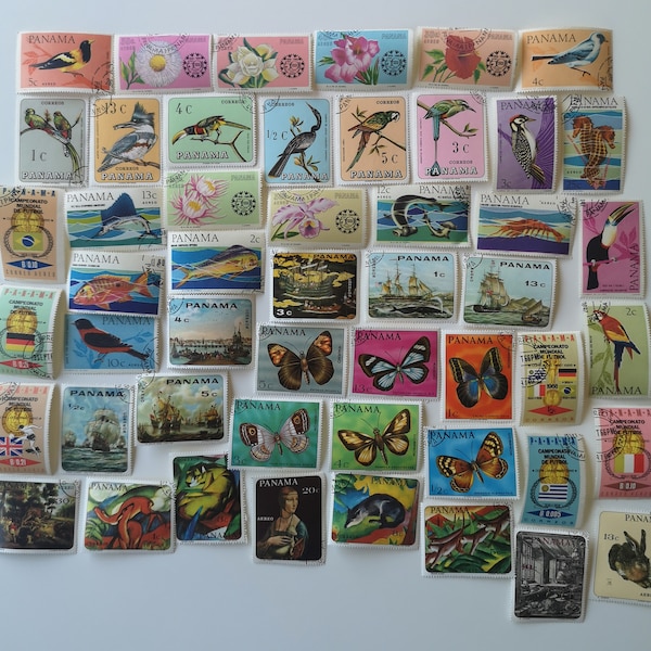 Panama PICTORIAL Postage Stamps - USED & off paper - 50 and 200 different - collecting, crafting, collage, decoupage, scrapbooking