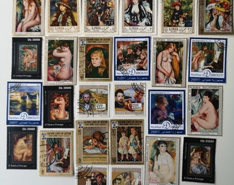 Timbres-poste Renoir - 25 & 40 Différents - USED et off paper - Pour collection, artisanat, collage, découpage, scrapbooking