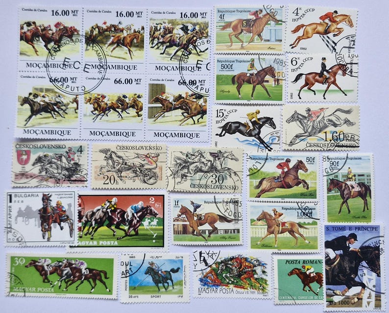 Equestrian Sports on Postage Stamps -USED & off Paper - 25 to 100 ...
