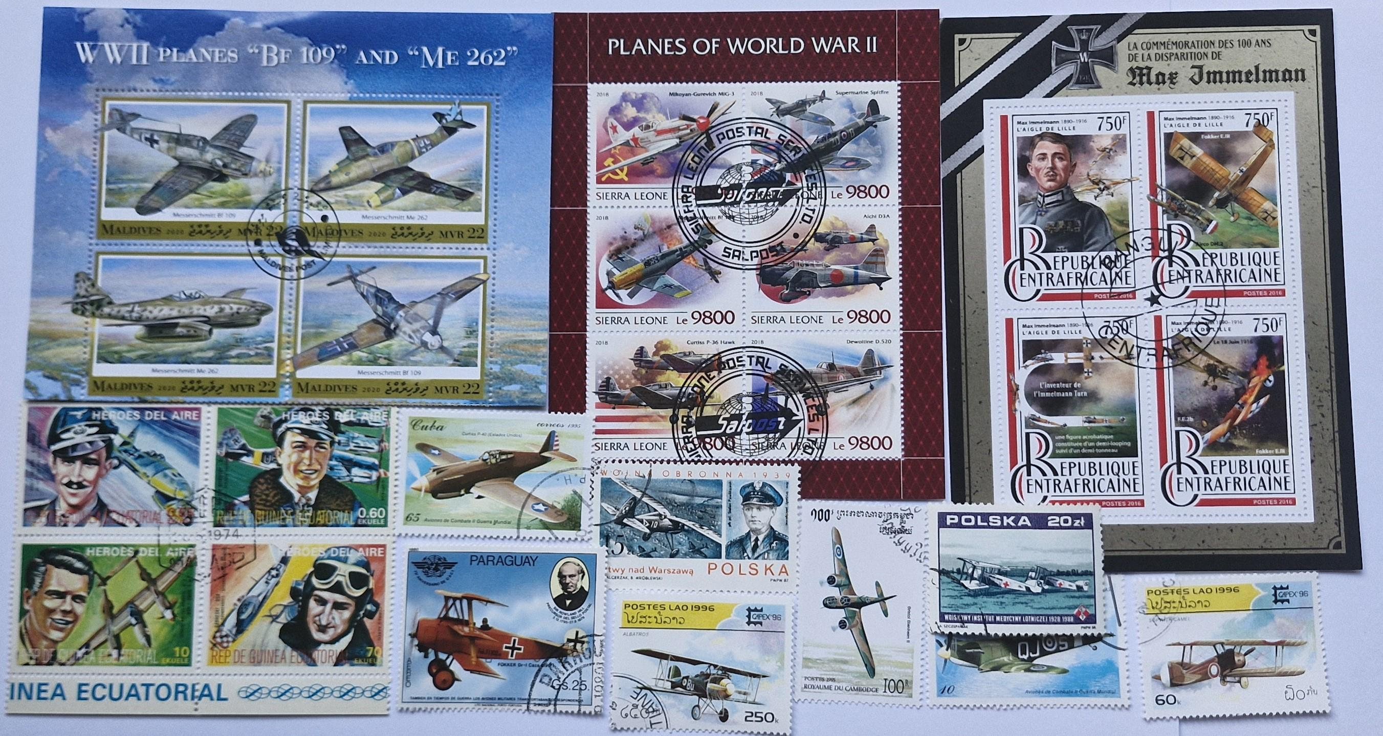 Warplanes on Postage Stamps - 25 Different - USED & off Paper ...