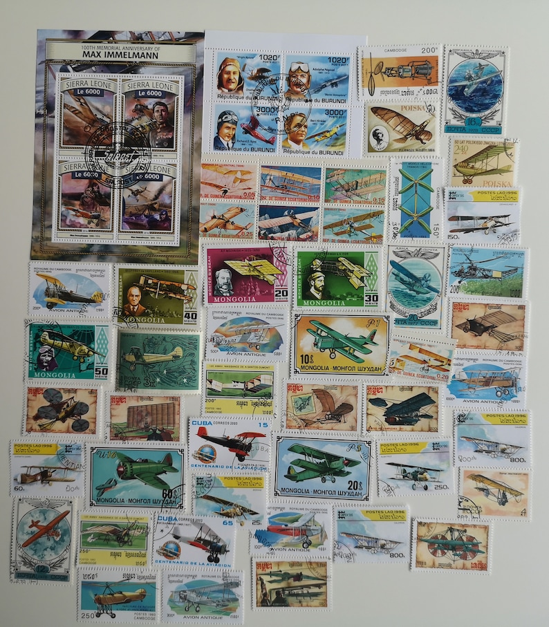 Vintage Planes on Postage Stamps - USED & off Paper - 25 to 100 ...