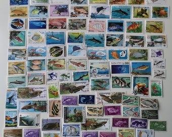 Timbres Fish & Sea Life - OCCASION et hors papier - 100 à 500 différents - Pour collectionner, créer, faire du collage, du découpage, du scrapbooking