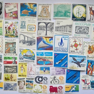 Sellos postales de México - USADOS y sin papel - De 50 a 1000 ejemplares diferentes - Para coleccionar, hacer manualidades, collages, decoupage y scrapbooking