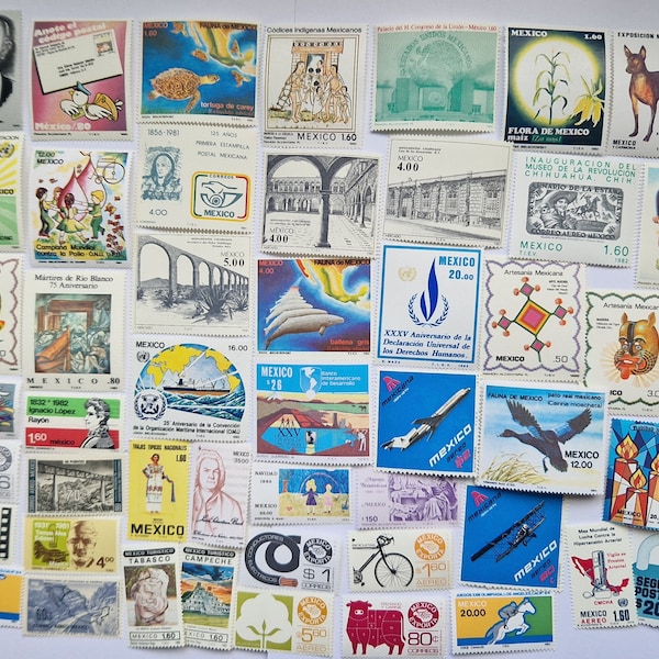 Mexico Postage Stamps - USED & off paper - 50 to 1000 different - For collecting, crafting, collage, decoupage, scrapbooking