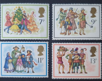 Grande-Bretagne 1978 Christmas Carol Singers - Ensemble de 4 timbres neufs - collection, artisanat, collage, découpage, scrapbooking