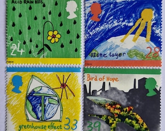 Great Britain 1992 Protection of the Environment - Set of 4 Mint Stamps - collecting, crafting, collage, decoupage, scrapbooking