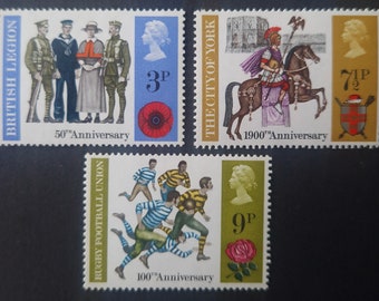 Great Britain 1971 Anniversaries - Set of 3 Mint Stamps - collecting, crafting, collage, decoupage, scrapbooking