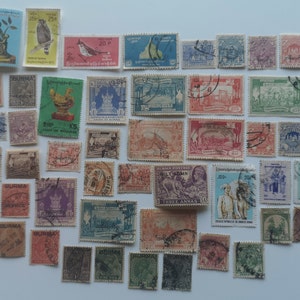 Sellos postales de Birmania y Myanmar - USADOS y sin papel - 50 y 100 diferentes - coleccionismo, elaboración, collage, decoupage, scrapbooking