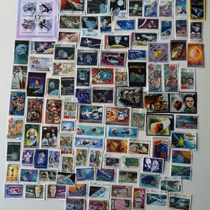 Sellos postales de Espacio y Cosmos - USADOS y fuera de papel - De 100 a 1000 diferentes - Para coleccionar, manualidades, collage, decoupage, scrapbooking