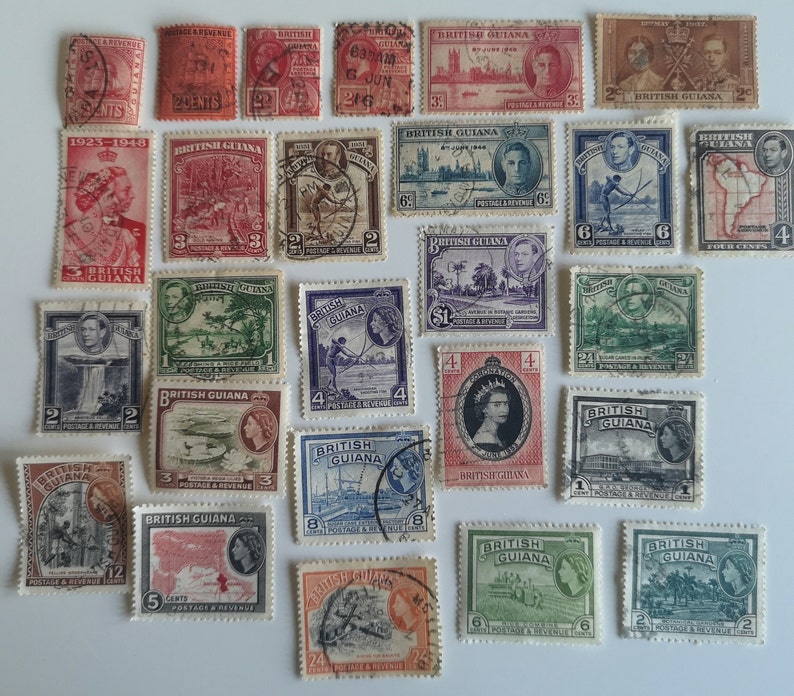 British Guiana Postage Stamps - USED & off Paper - 25 Different ...