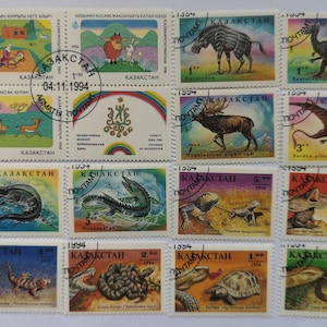 Kazakhstan Postage Stamps - 15 Different - Used & off paper - collecting, crafting, collage, decoupage, scrapbooking