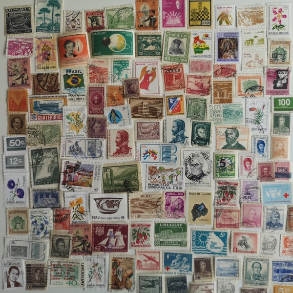 Latin America Postage Stamps - USED & off paper - 200 to 2000 different - collecting, crafting, collage, decoupage, scrapbooking