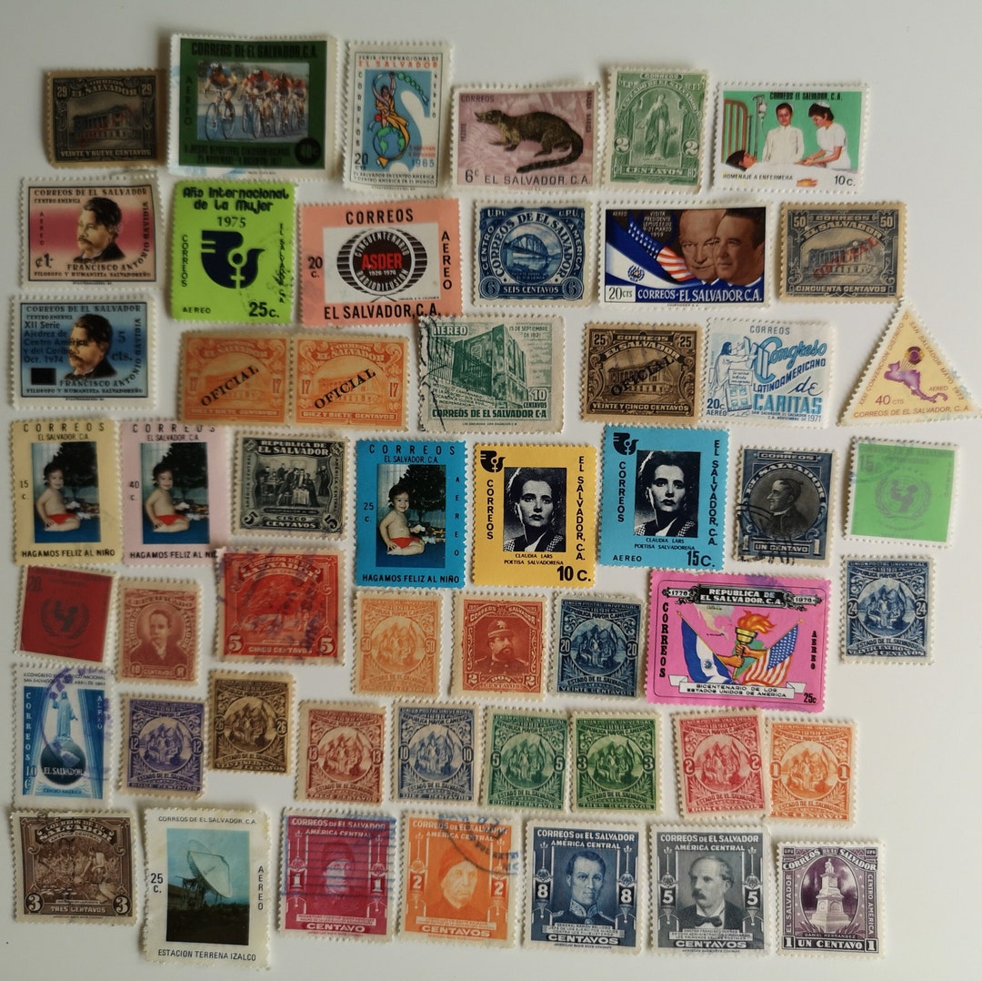 El Salvador Postage Stamps 50 to 500 Different USED and off Paper