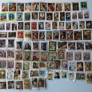 Pinturas y arte en sellos postales - USADOS y sin papel - De 100 a 1000 ejemplares diferentes - Para coleccionar, hacer manualidades, collages, decoupage, scrapbooking