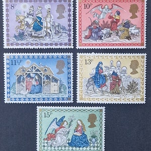 Wielka Brytania 1979 Bożonarodzeniowe sceny szopkowe - zestaw 5 znaczków miętowych - kolekcjonowanie, majsterkowanie, kolaż, decoupage, scrapbooking
