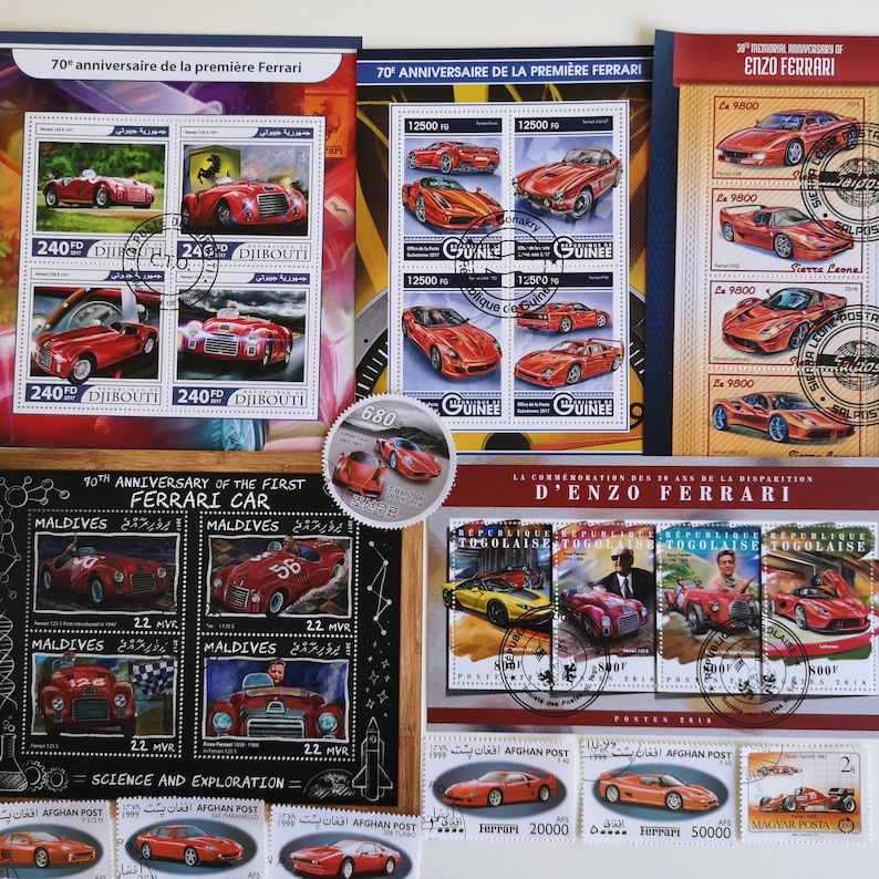 Ferrari Cars on Postage Stamps - USED & off Paper - 25 Different ...