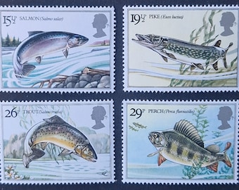 Great Britain 1983 River Fish - Set of 4 Mint Stamps - collecting, crafting, collage, decoupage, scrapbooking