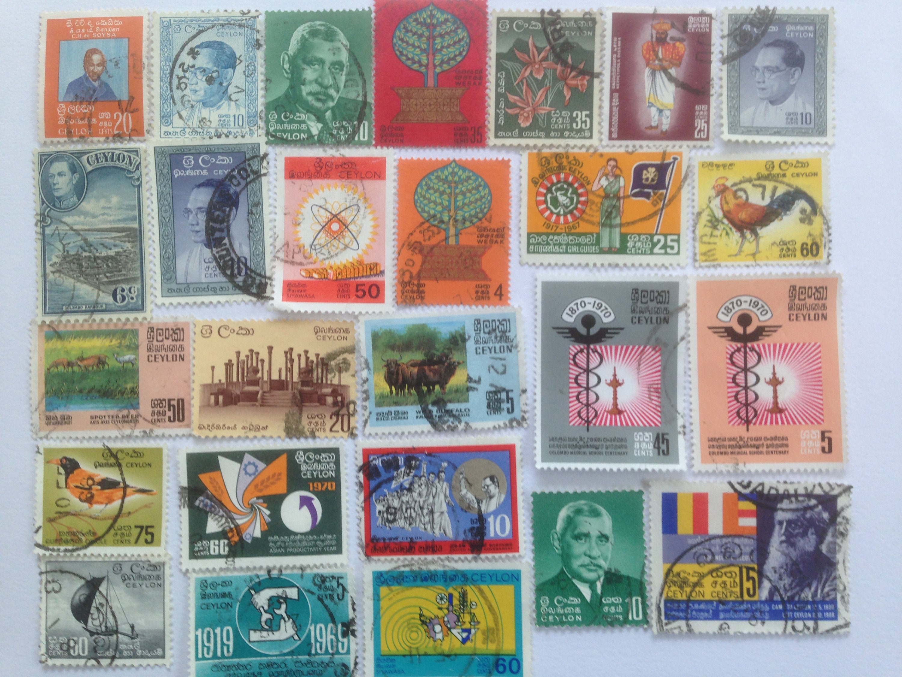 Ceylon Postage Stamps - USED & off Paper - 25 to 100 Different ...