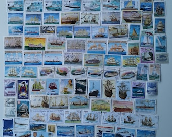 Ships & Boats on Postage Stamps - USED and off paper - 100 to 1000 different - For collecting, crafting, collage, decoupage, scrapbooking