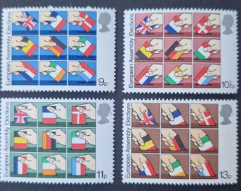 Great Britain 1979 First Direct Elections to European Assembly - Set of 4 Mint Stamps - collecting, crafting, collage, decoupage