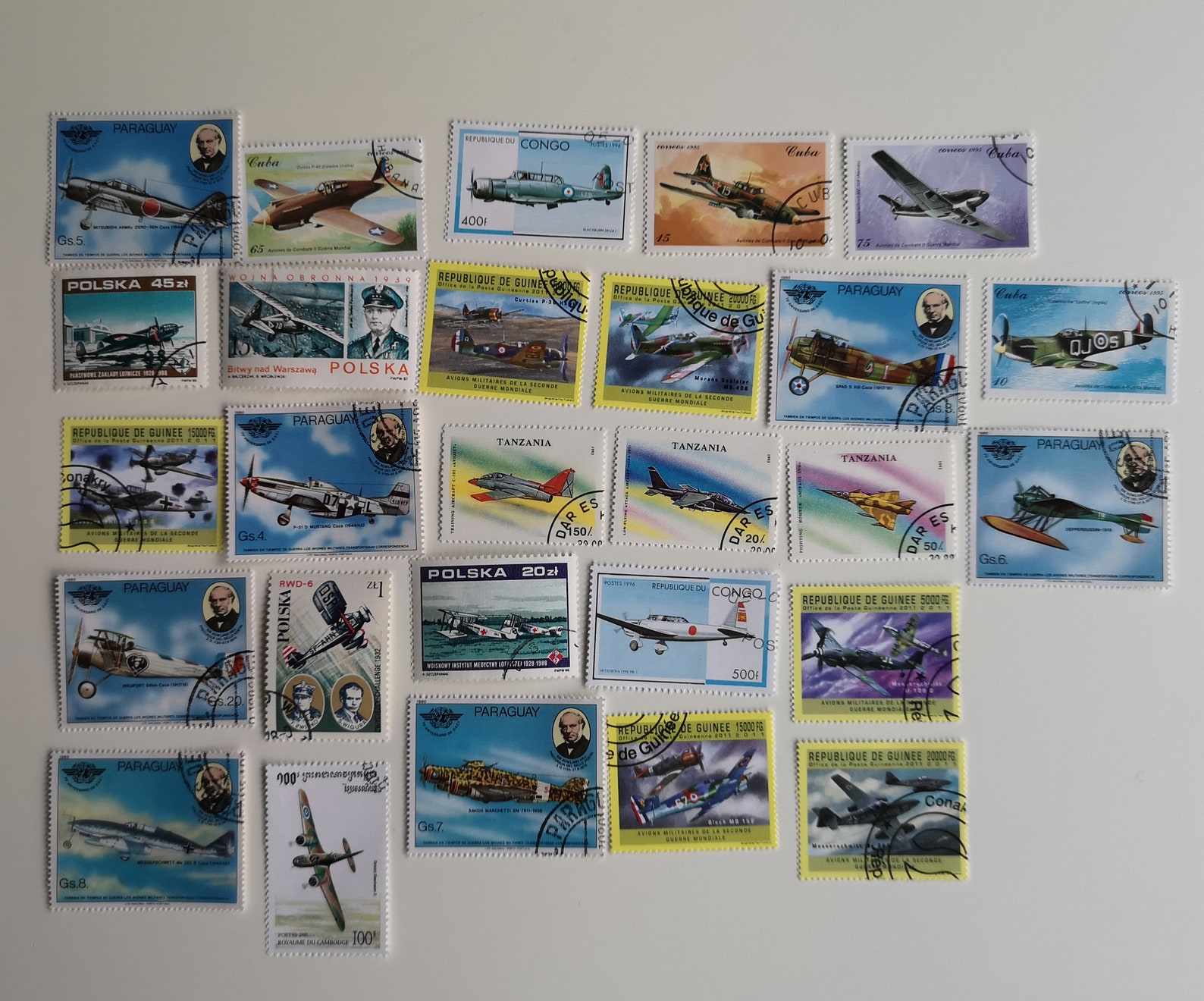 Warplanes on Postage Stamps - USED & off Paper - 25 Different - for ...